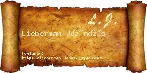 Lieberman Jónás névjegykártya