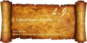 Lieberman Jónás névjegykártya